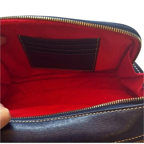 Dooney & Bourke Saffiano Leather Sawyer Crossbody in navy blue. - Picture 9 of 9